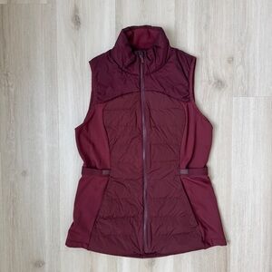 Lululemon Down for it All maroon vest. Size 8.